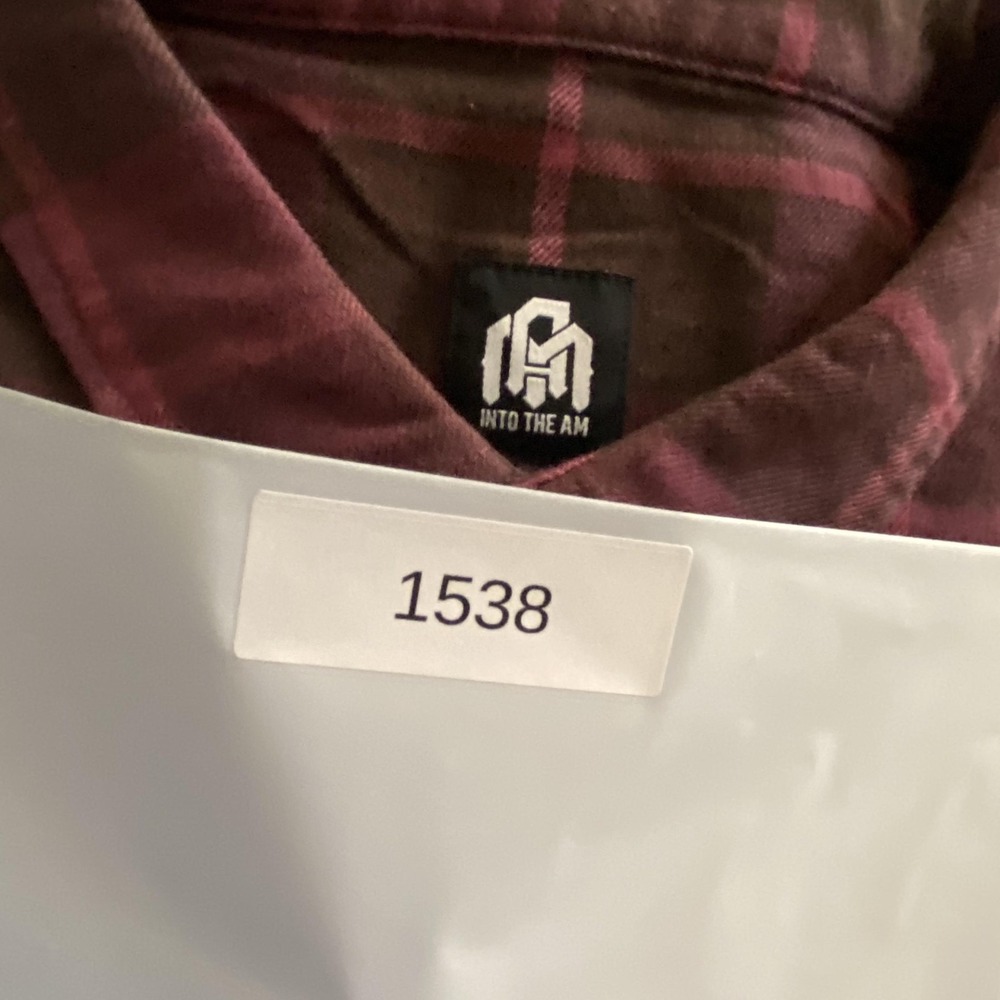 INTO THE AM Shirt Mens 2XL Burgundy Black Plaid Button Down Long Sleeve Stretch - Picture 12 of 12